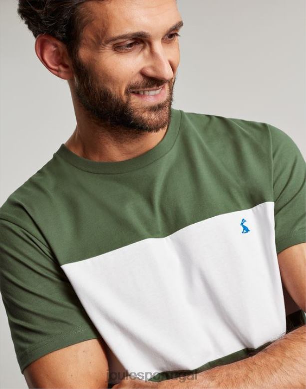 camiseta manga curta colorblock homens bloco de cor verde Joules vestuário 2X26V207
