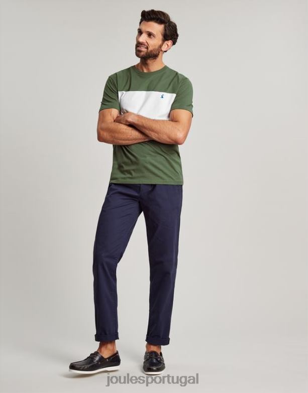 camiseta manga curta colorblock homens bloco de cor verde Joules vestuário 2X26V207