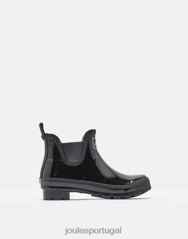 botas de chuva de altura curta wellibobs brilhantes mulheres verdadeiro Preto Joules calçados 2X26V150