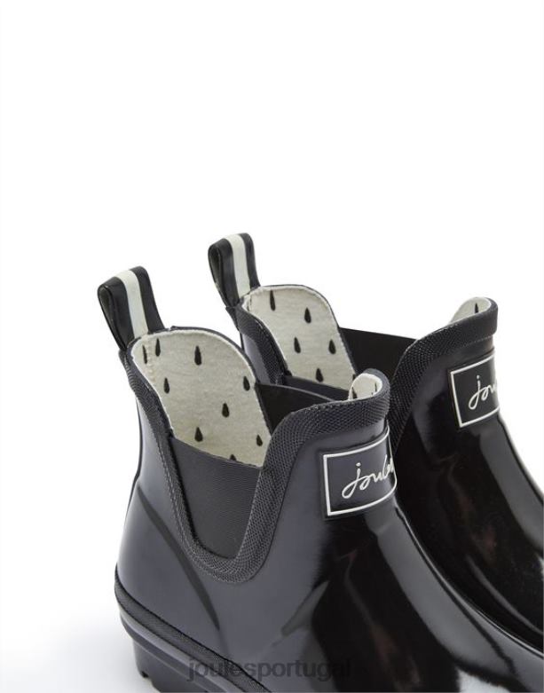 botas de chuva de altura curta wellibobs brilhantes mulheres verdadeiro Preto Joules calçados 2X26V150