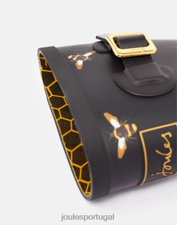 botas de chuva estampadas molly de altura média mulheres abelhas metálicas pretas Joules calçados 2X26V6