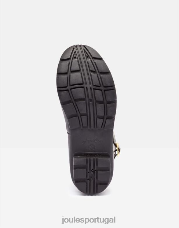 botas de chuva estampadas molly de altura média mulheres abelhas metálicas pretas Joules calçados 2X26V6