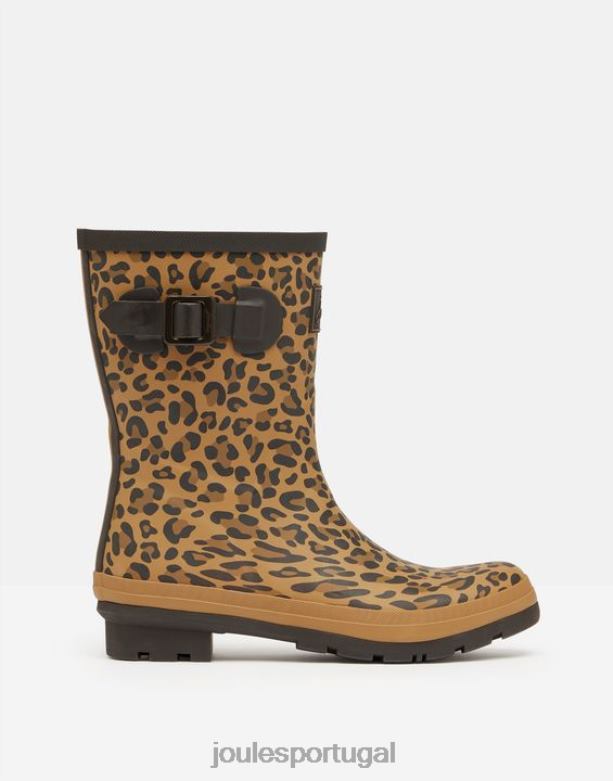 botas de chuva molly com estampa de leopardo de altura média mulheres leopardo bronzeado Joules calçados 2X26V148