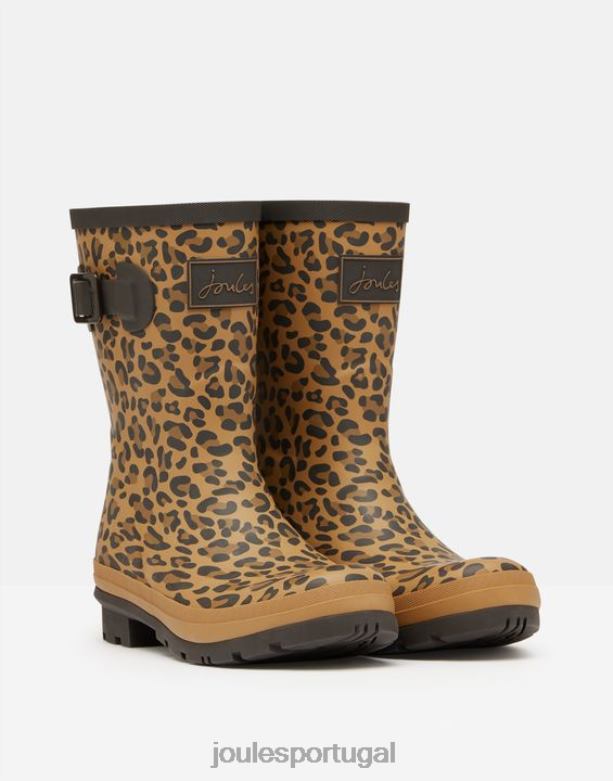 botas de chuva molly com estampa de leopardo de altura média mulheres leopardo bronzeado Joules calçados 2X26V148