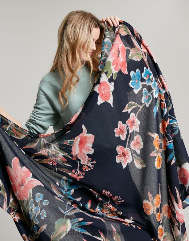 lenço leve estampado em retângulo tecido leve rio mulheres pico floral Joules acessórios 2X26V155