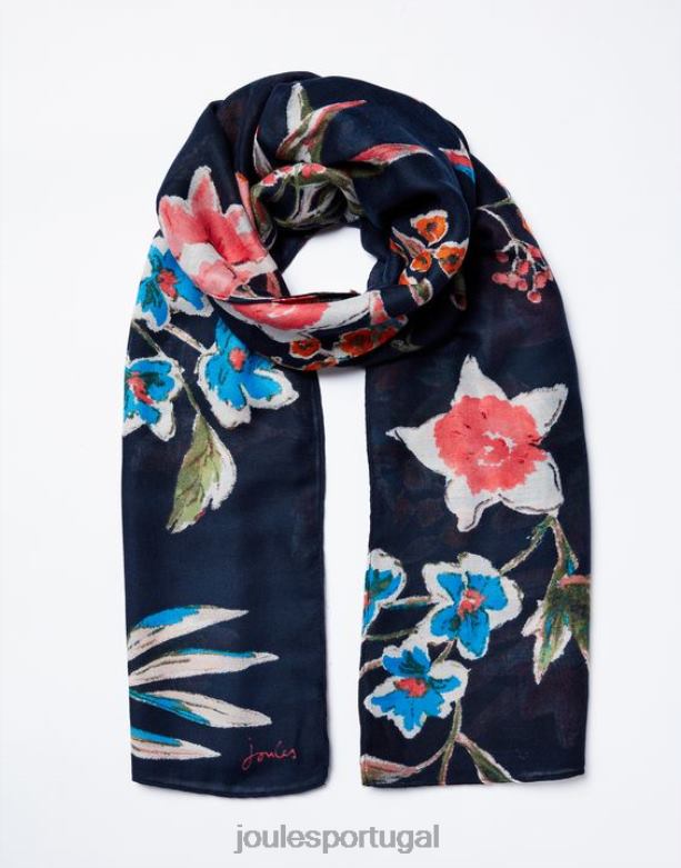 lenço leve estampado em retângulo tecido leve rio mulheres pico floral Joules acessórios 2X26V155