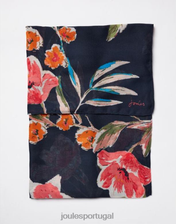 lenço leve estampado em retângulo tecido leve rio mulheres pico floral Joules acessórios 2X26V155