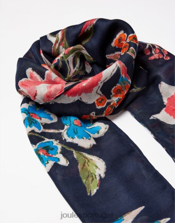 lenço leve estampado em retângulo tecido leve rio mulheres pico floral Joules acessórios 2X26V155