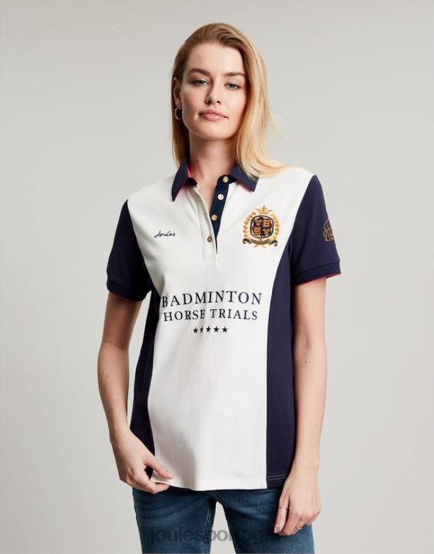 camisa pólo embelezada de badminton mulheres creme Joules vestuário 2X26V75