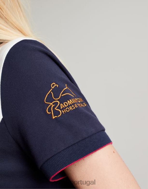 camisa pólo embelezada de badminton mulheres creme Joules vestuário 2X26V75
