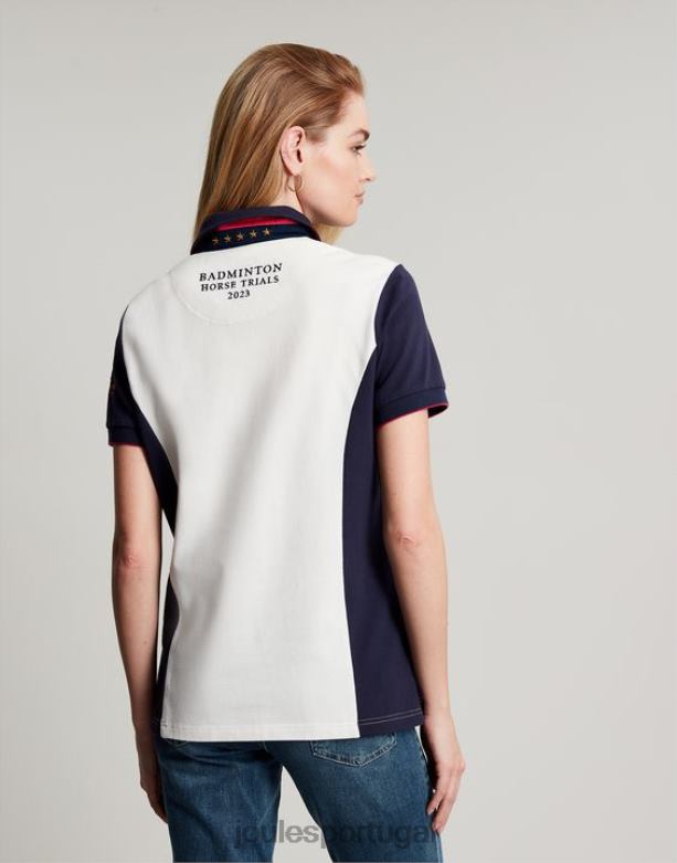 camisa pólo embelezada de badminton mulheres creme Joules vestuário 2X26V75