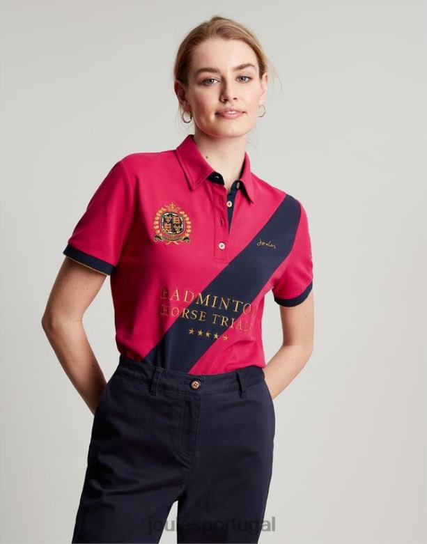 camisa pólo embelezada de badminton mulheres framboesa profunda Joules vestuário 2X26V107