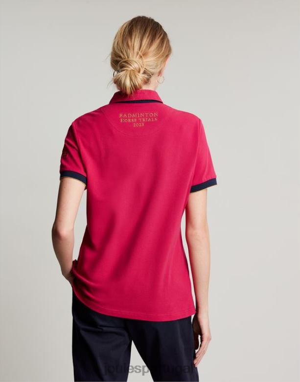camisa pólo embelezada de badminton mulheres framboesa profunda Joules vestuário 2X26V107