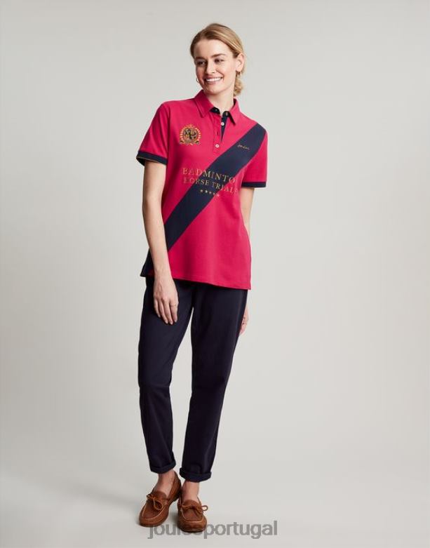 camisa pólo embelezada de badminton mulheres framboesa profunda Joules vestuário 2X26V107