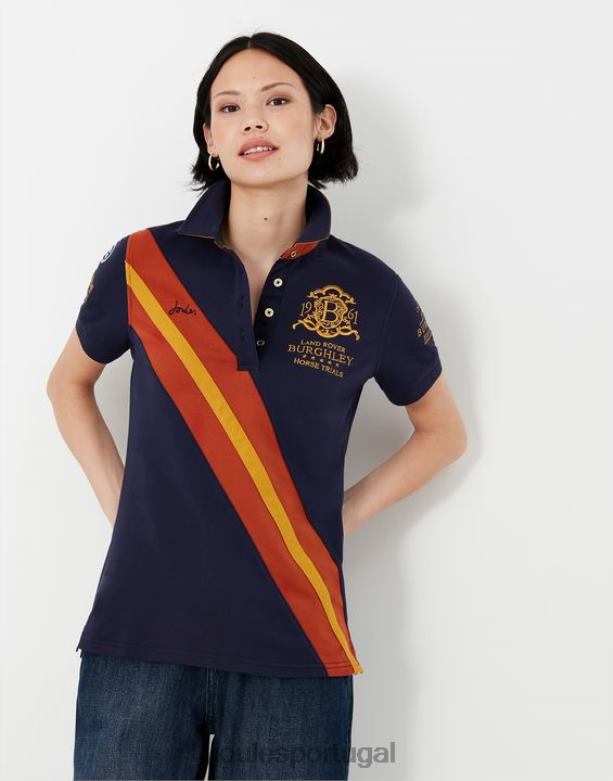 camisa polo burgley 2022 mulheres marinha francesa Joules vestuário 2X26V135