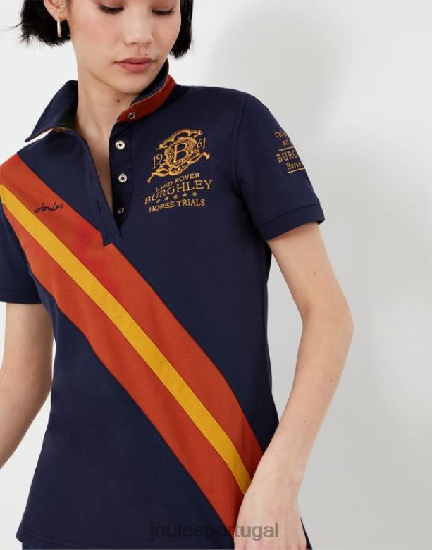 camisa polo burgley 2022 mulheres marinha francesa Joules vestuário 2X26V135
