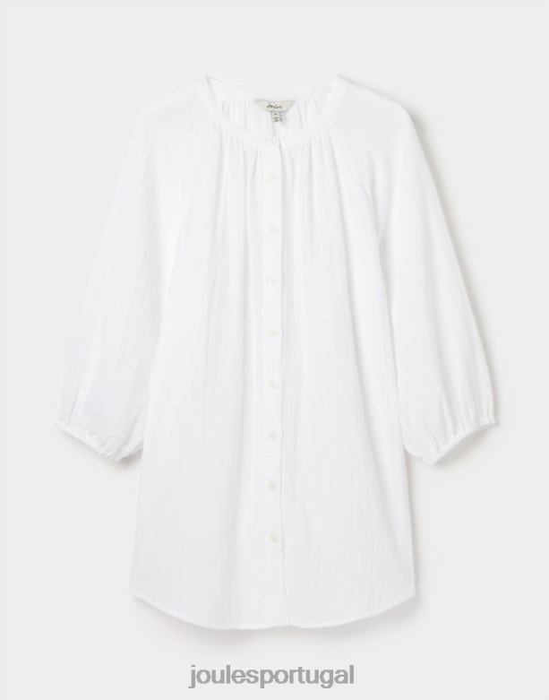 botão calais através da blusa mulheres Branco brilhante Joules vestuário 2X26V115