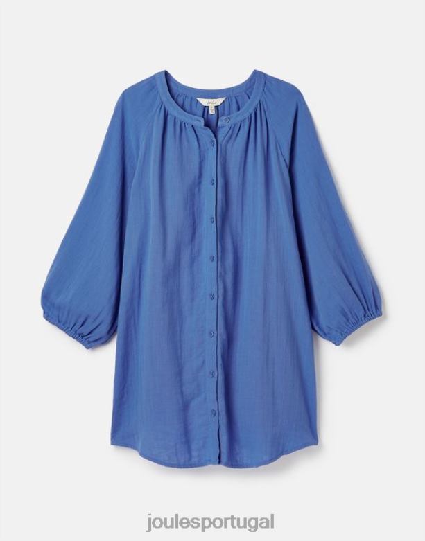 botão calais através da blusa mulheres etnblu Joules vestuário 2X26V121