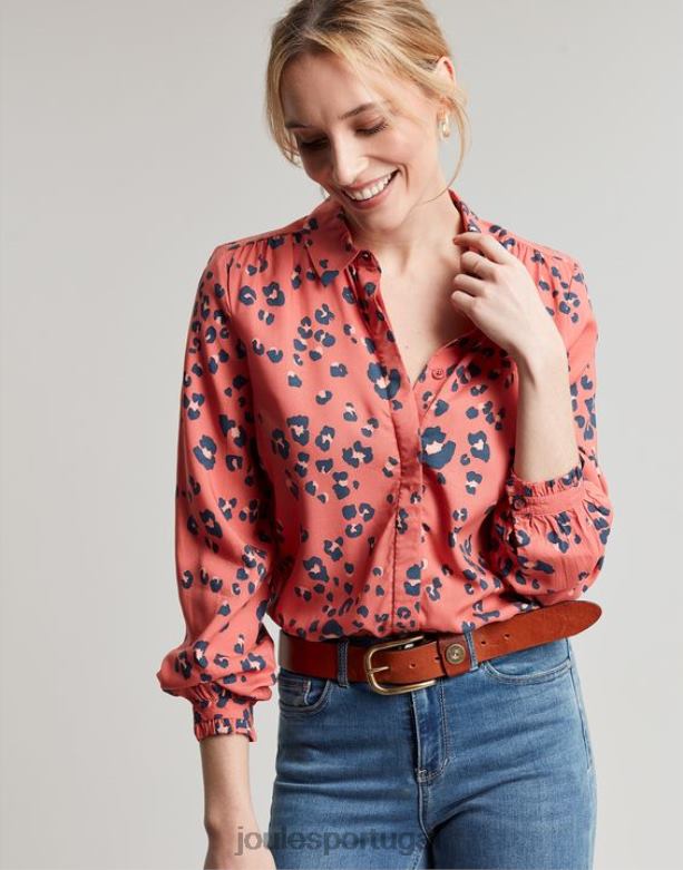 camisa de carcela escondida kalina mulheres leopardo vermelho Joules vestuário 2X26V59