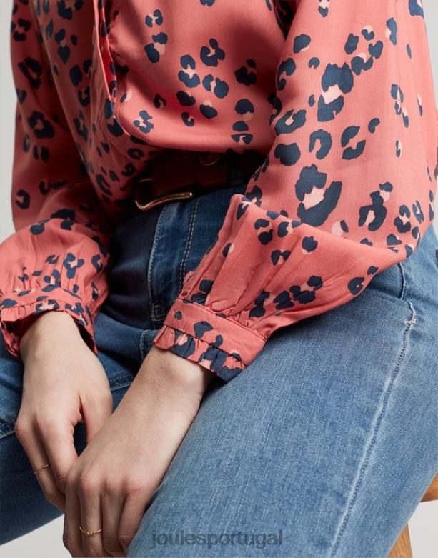 camisa de carcela escondida kalina mulheres leopardo vermelho Joules vestuário 2X26V59