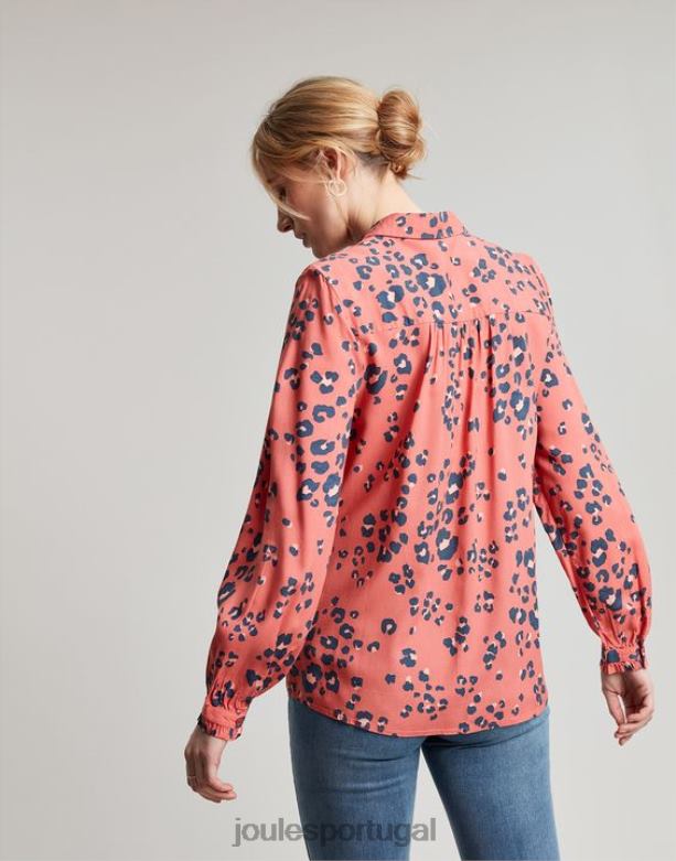 camisa de carcela escondida kalina mulheres leopardo vermelho Joules vestuário 2X26V59