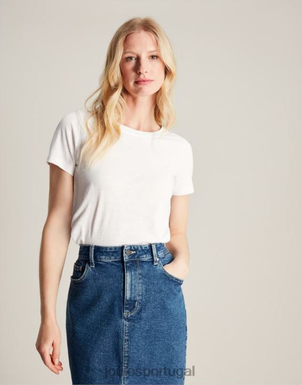 camiseta carley sólida clássica mulheres Branco brilhante Joules vestuário 2X26V103