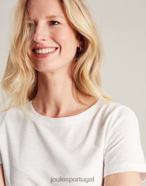 camiseta carley sólida clássica mulheres Branco brilhante Joules vestuário 2X26V103