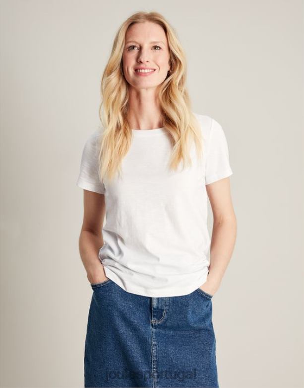 camiseta carley sólida clássica mulheres Branco brilhante Joules vestuário 2X26V103
