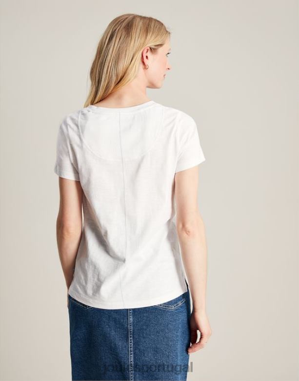 camiseta carley sólida clássica mulheres Branco brilhante Joules vestuário 2X26V103