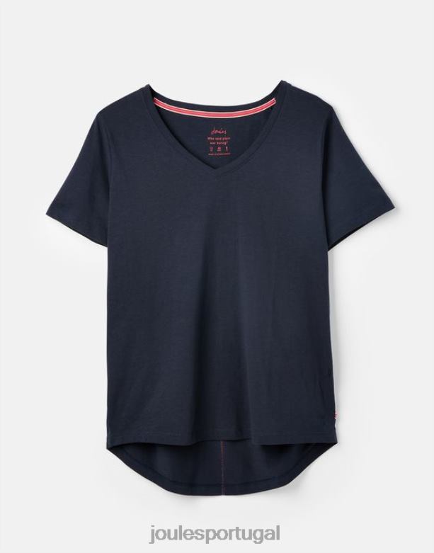 camiseta celina sólida com decote em V mulheres marinha francesa Joules vestuário 2X26V77