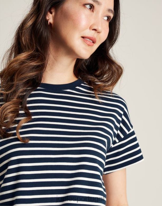 camiseta manga curta listrada macey mulheres faixa azul marinho Joules vestuário 2X26V54