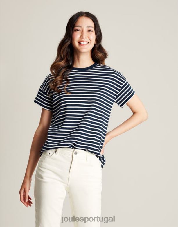 camiseta manga curta listrada macey mulheres faixa azul marinho Joules vestuário 2X26V54