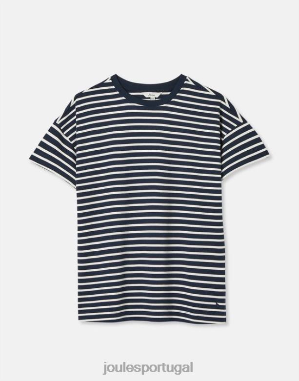 camiseta manga curta listrada macey mulheres faixa azul marinho Joules vestuário 2X26V54