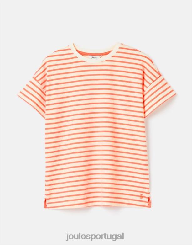 camiseta manga curta listrada macey mulheres faixa rosa Joules vestuário 2X26V33
