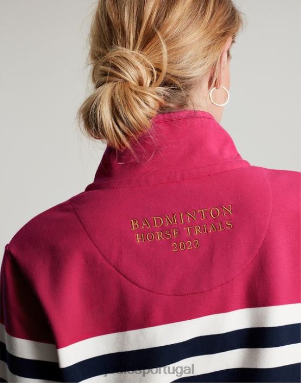 moletom badminton saunton com gola funil mulheres faixa rosa marinho Joules vestuário 2X26V28