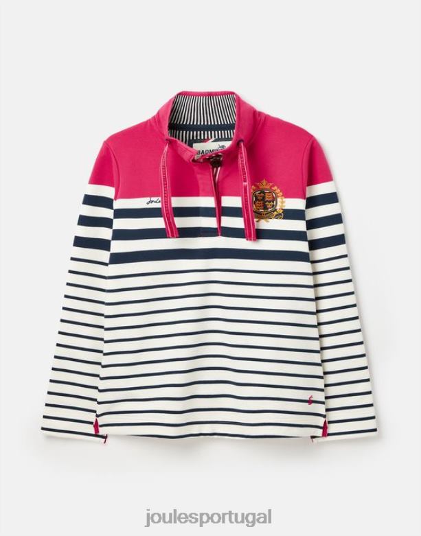 moletom badminton saunton com gola funil mulheres faixa rosa marinho Joules vestuário 2X26V28