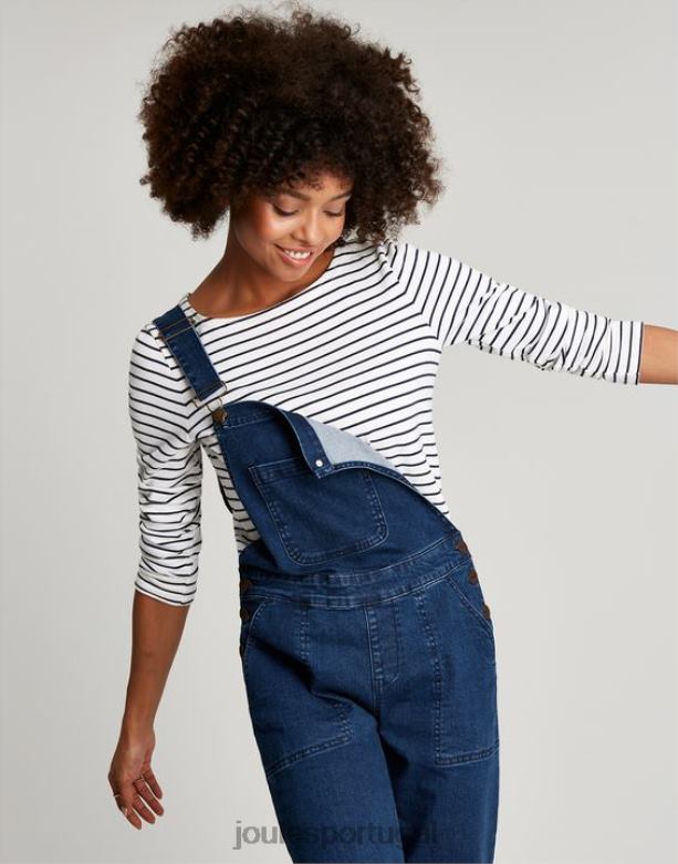 blusa de jérsei manga longa porto mulheres faixa creme marinho Joules vestuário 2X26V53