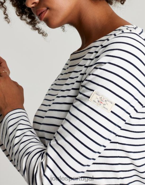blusa de jérsei manga longa porto mulheres faixa creme marinho Joules vestuário 2X26V53