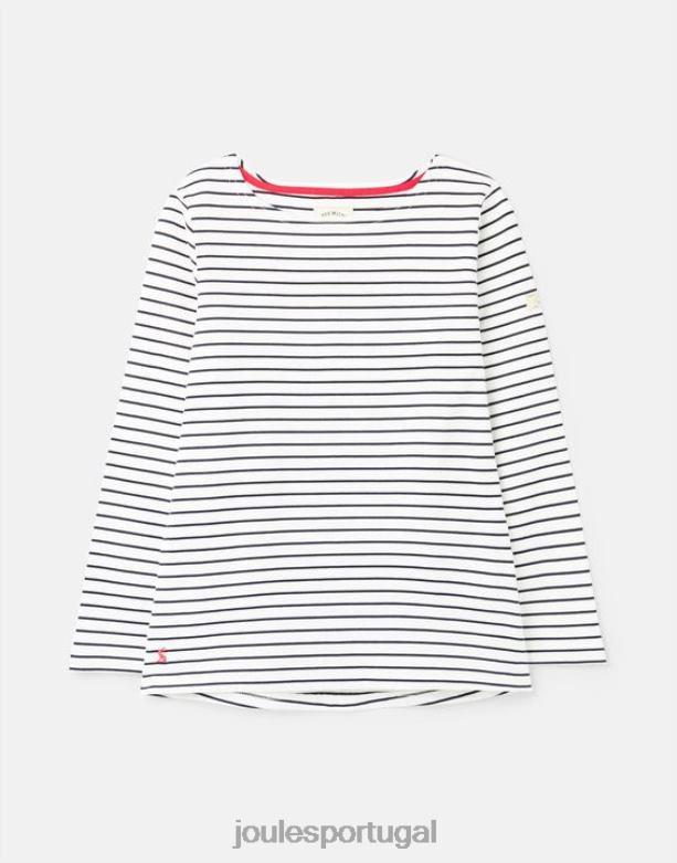 blusa de jérsei manga longa porto mulheres faixa creme marinho Joules vestuário 2X26V53