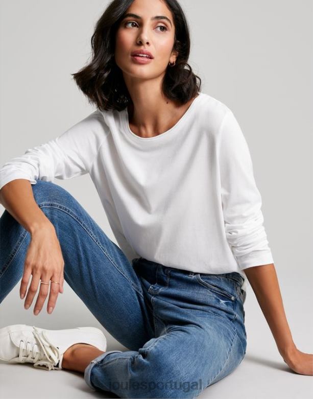 blusa manga longa holly mulheres branco Joules vestuário 2X26V62