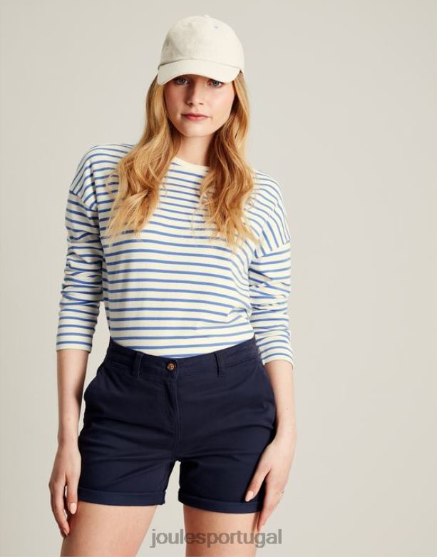esther blusa ombro caído manga comprida mulheres faixa azul Joules vestuário 2X26V34