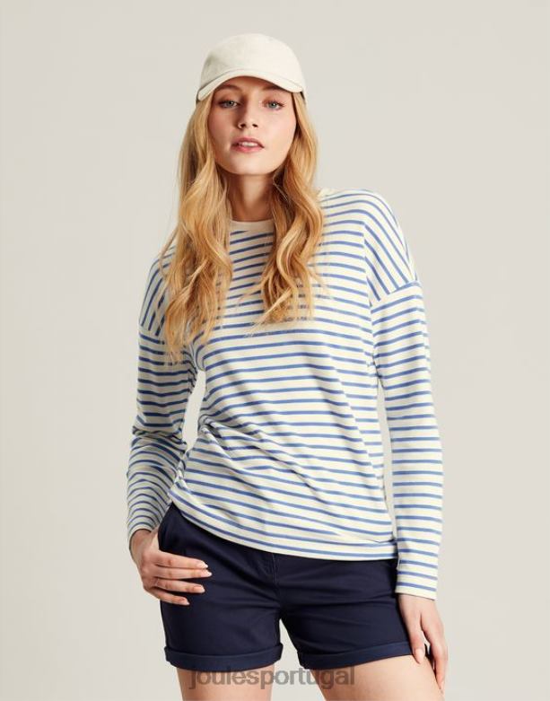 esther blusa ombro caído manga comprida mulheres faixa azul Joules vestuário 2X26V34