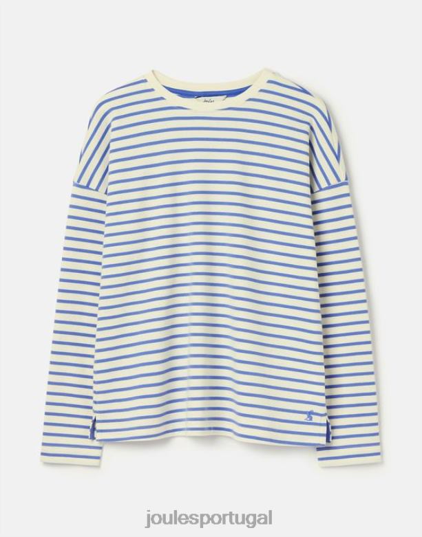 esther blusa ombro caído manga comprida mulheres faixa azul Joules vestuário 2X26V34