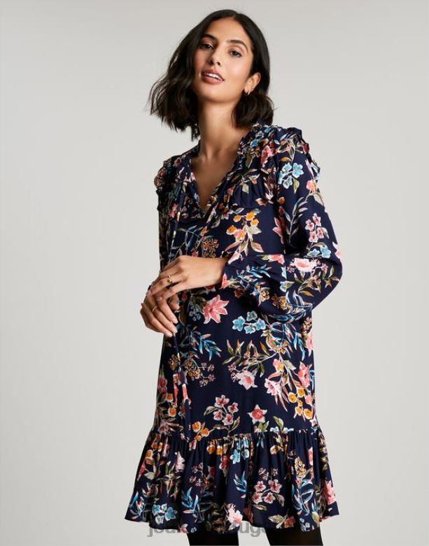 túnica rubi com babados e babados mulheres pico marinho floral Joules vestuário 2X26V101