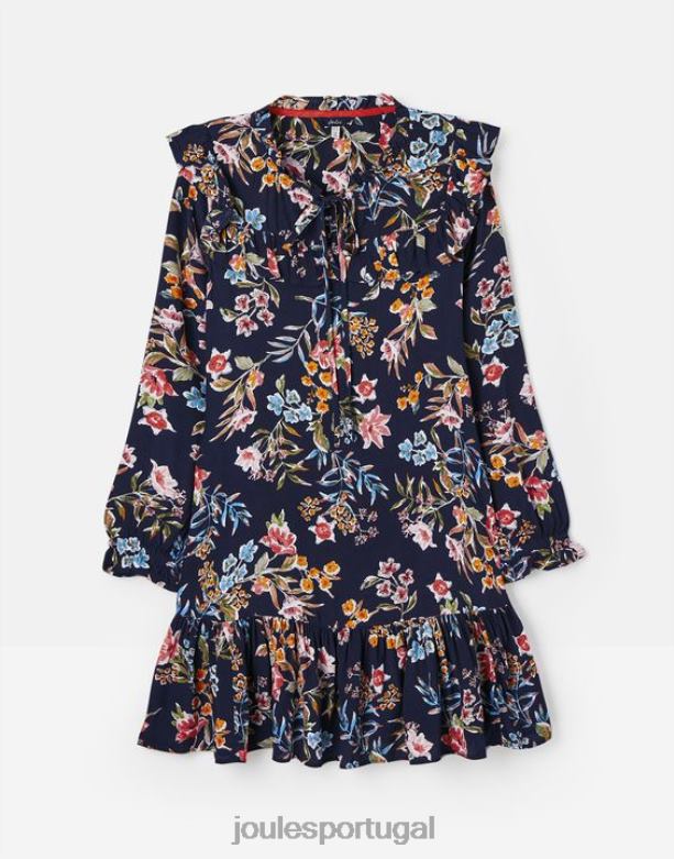 túnica rubi com babados e babados mulheres pico marinho floral Joules vestuário 2X26V101