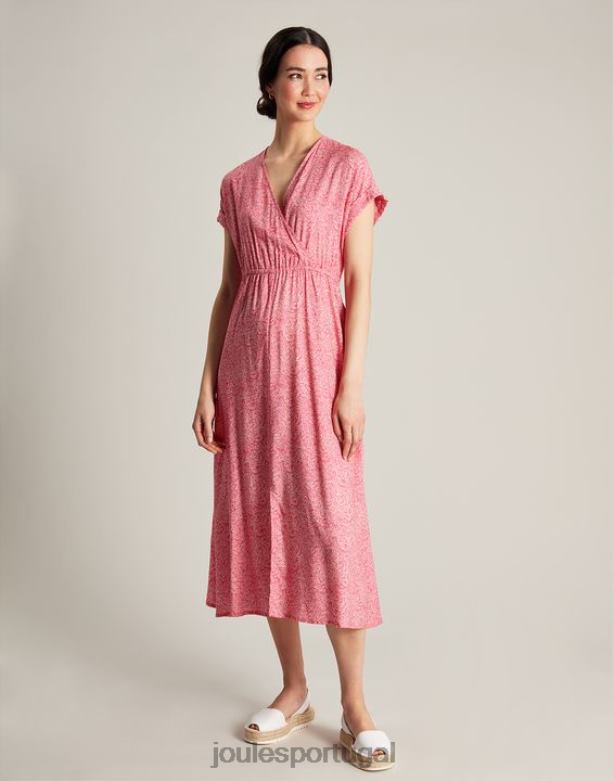 vestido abigail decote v mulheres mancha de salgueiro rosa choque Joules vestuário 2X26V96