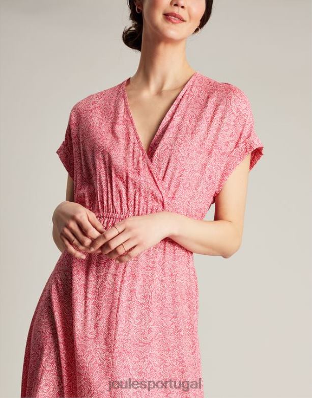 vestido abigail decote v mulheres mancha de salgueiro rosa choque Joules vestuário 2X26V96