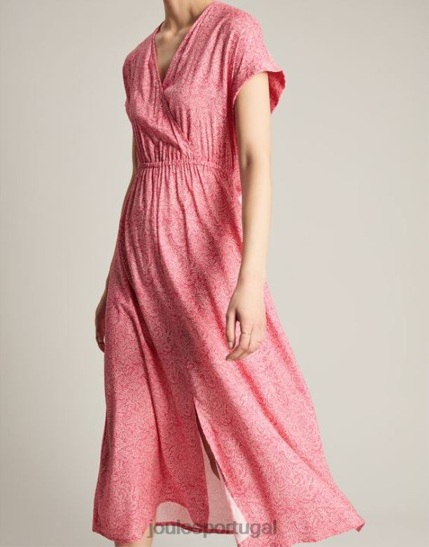 vestido abigail decote v mulheres mancha de salgueiro rosa choque Joules vestuário 2X26V96