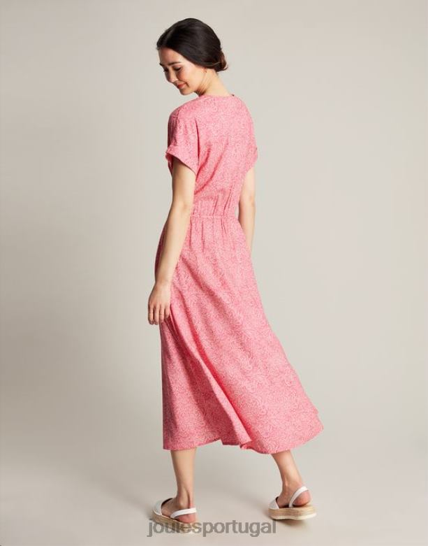 vestido abigail decote v mulheres mancha de salgueiro rosa choque Joules vestuário 2X26V96