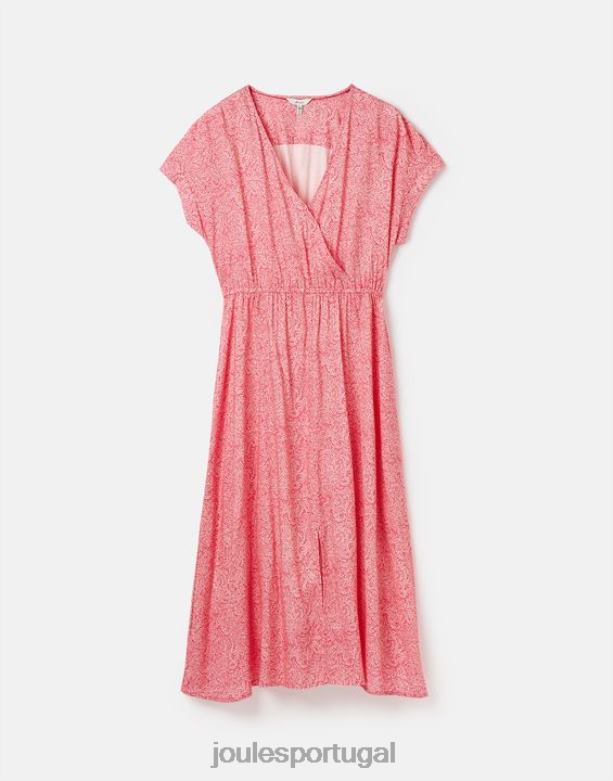 vestido abigail decote v mulheres mancha de salgueiro rosa choque Joules vestuário 2X26V96